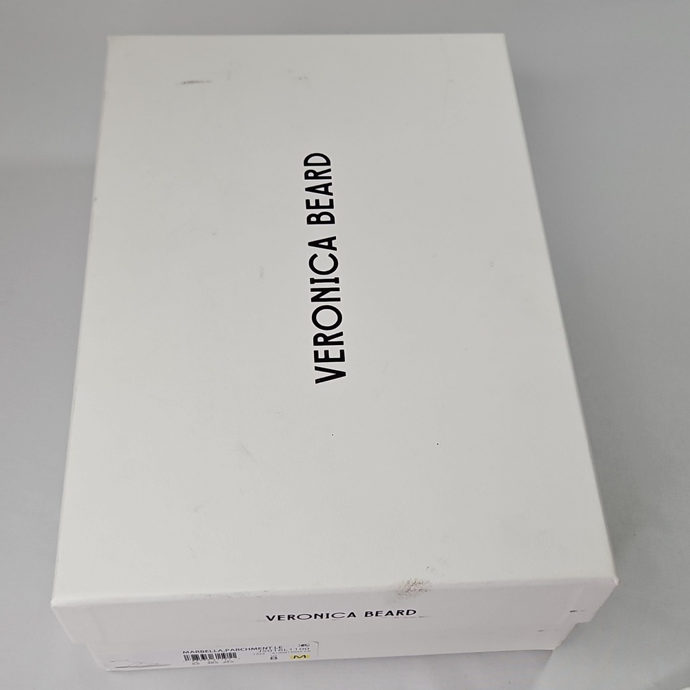 Veronica Beard Marbella lizard-embossed T-strap sandal  parchment white Sz 8 NWT - Picture 9 of 9